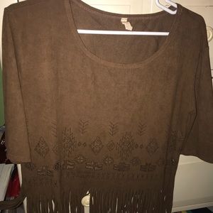 Brown tribal fringe top